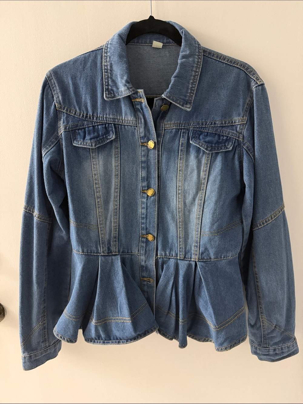 Seed Heritage? (No brand) Pleated Peplum Denim Jacket size XL